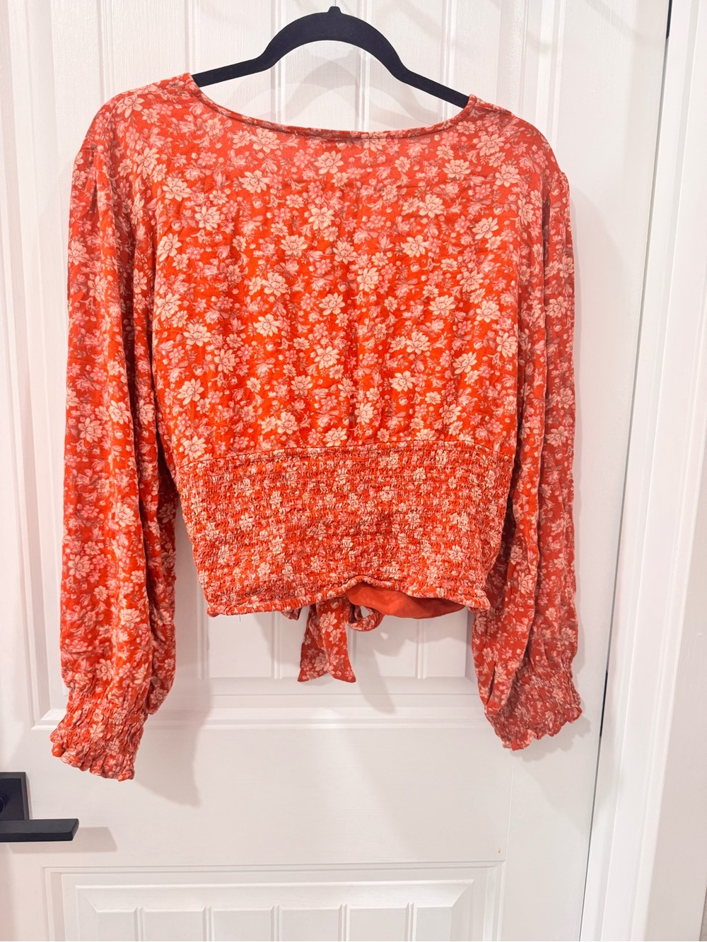 American Eagle Outfitters Red Floral Tie-Front Blouse - Picture 7 of 7